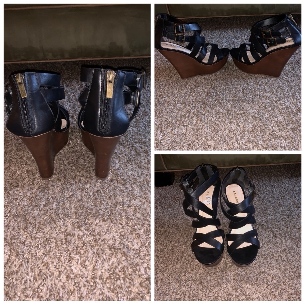 Wooden heeled wedges